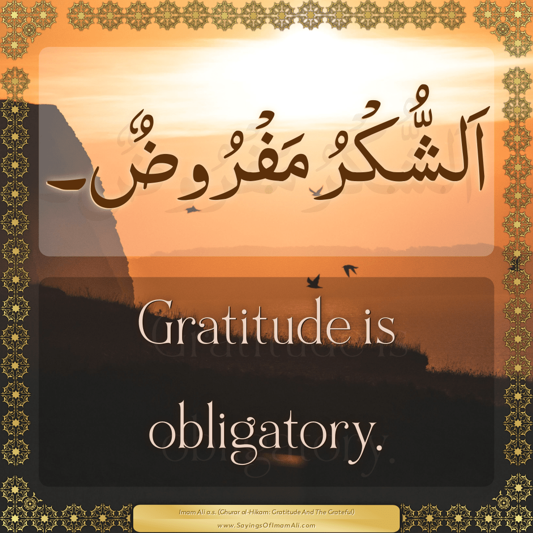 Gratitude is obligatory.